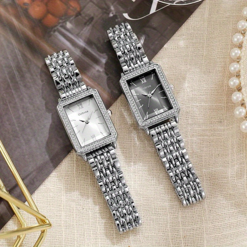 Moderne Armbanduhr: Rechteckiges Design mit robustem Edelstahl-Legierungs-Band