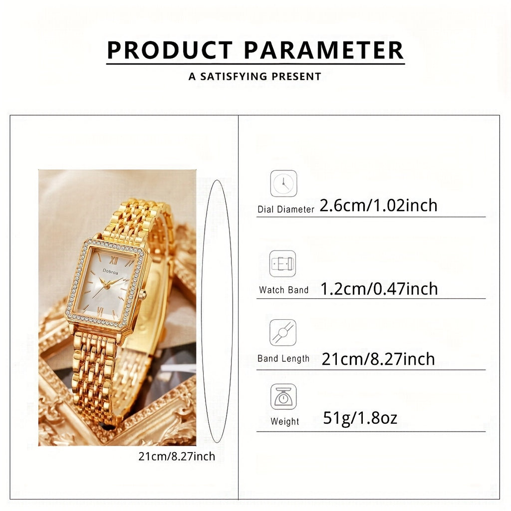 Moderne Armbanduhr: Rechteckiges Design mit robustem Edelstahl-Legierungs-Band