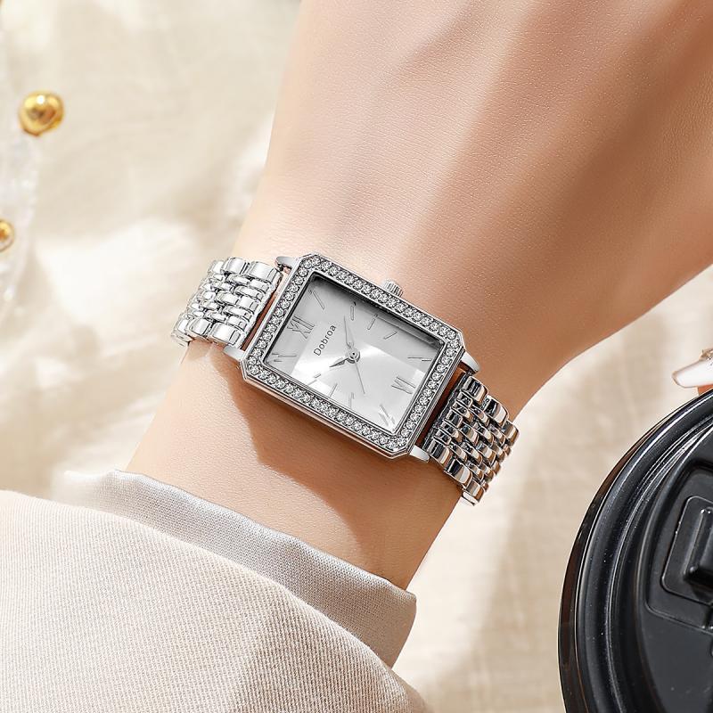 Moderne Armbanduhr: Rechteckiges Design mit robustem Edelstahl-Legierungs-Band