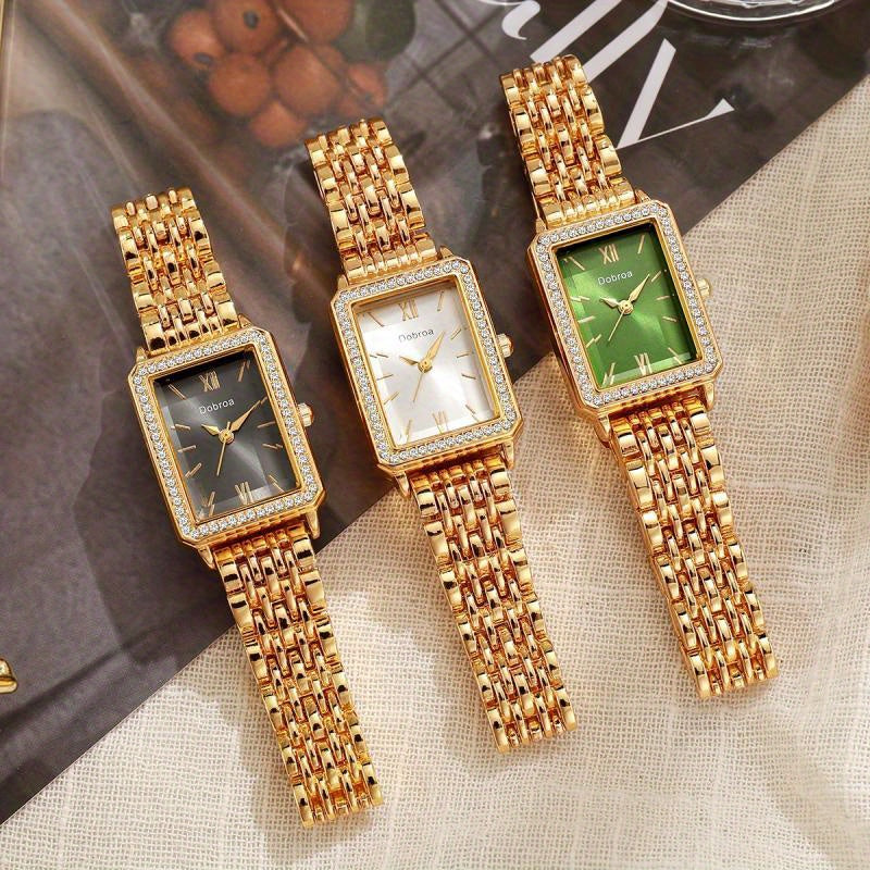 Moderne Armbanduhr: Rechteckiges Design mit robustem Edelstahl-Legierungs-Band