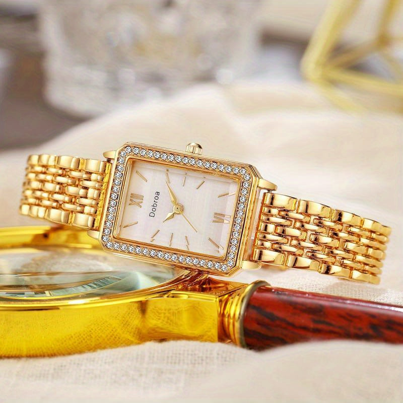 Moderne Armbanduhr: Rechteckiges Design mit robustem Edelstahl-Legierungs-Band