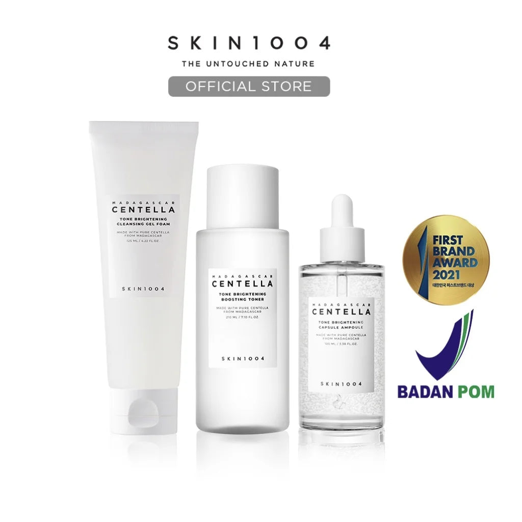 SKIN1004 Centella Tone Brightening 4er Set (Toner, Reiniger, Ampulle, Creme) – Aufhellend, beruhigend & feuchtigkeitsspendend K-Beauty Combo