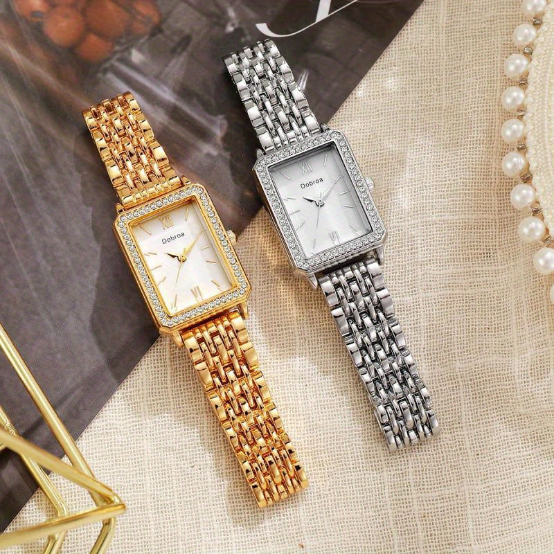 Moderne Armbanduhr: Rechteckiges Design mit robustem Edelstahl-Legierungs-Band